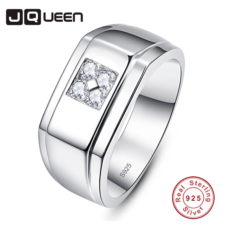 

JQUEEN 10 мм S925 Серебряное мужское кольцо 4 шт 2 мм белый циркон чистое 925 пробы Серебряное Кольцо мужское обручальное кольцо