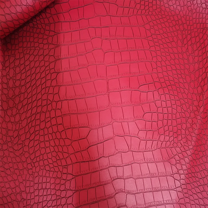 Fashion Matte Faux PU Leather Fabric Red Faux Crocodile Pu Leather Fabric Diy Bag Material Synthetic leather For Sofa