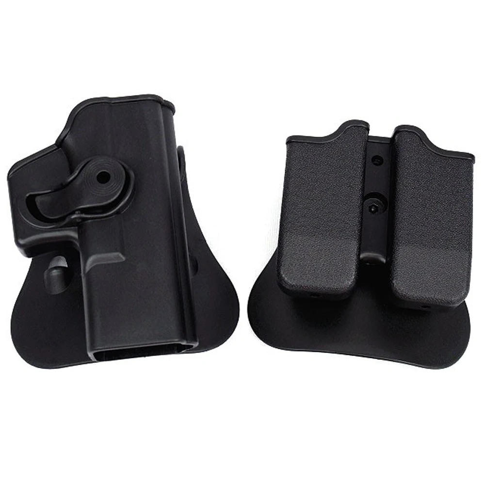 Right-Handed Tactical Case Gun Holster Fit GLOCK 17/19/22/31&Double Magazine Molle Pouch For Outdoor Holder Hunting Accessories