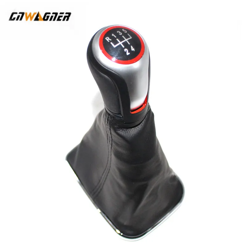 For VW Bora MK4 Golf 4 Jetta 4 For 98-04 Car Gear Shift Knob with Chrome Frame Leather 5 Gear 12mm car accessories