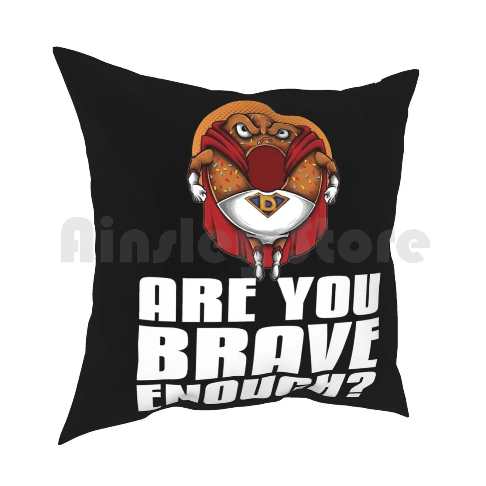 Superhero Donut Are You Brave Enough ? Foodietoon Doughnut Pillow Case Printed Home Soft Throw Pillow Support Super