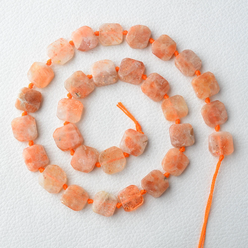 

Natural Genuine Orange Gold Sunstone Hand Cut Faceted Nugget Loose Beads Fit Jewelry 15"