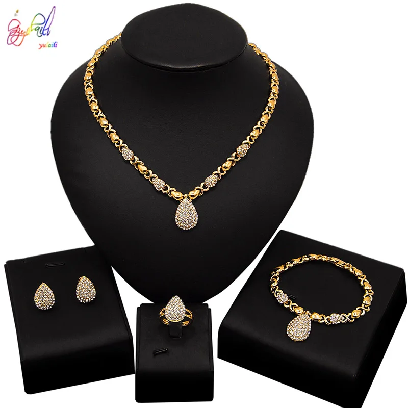 

Yulaili Elegant Jewelry Sets for Women Wedding Bridal Necklace Earrings Jewellery Party Gifts Fashion Costume Accessories
