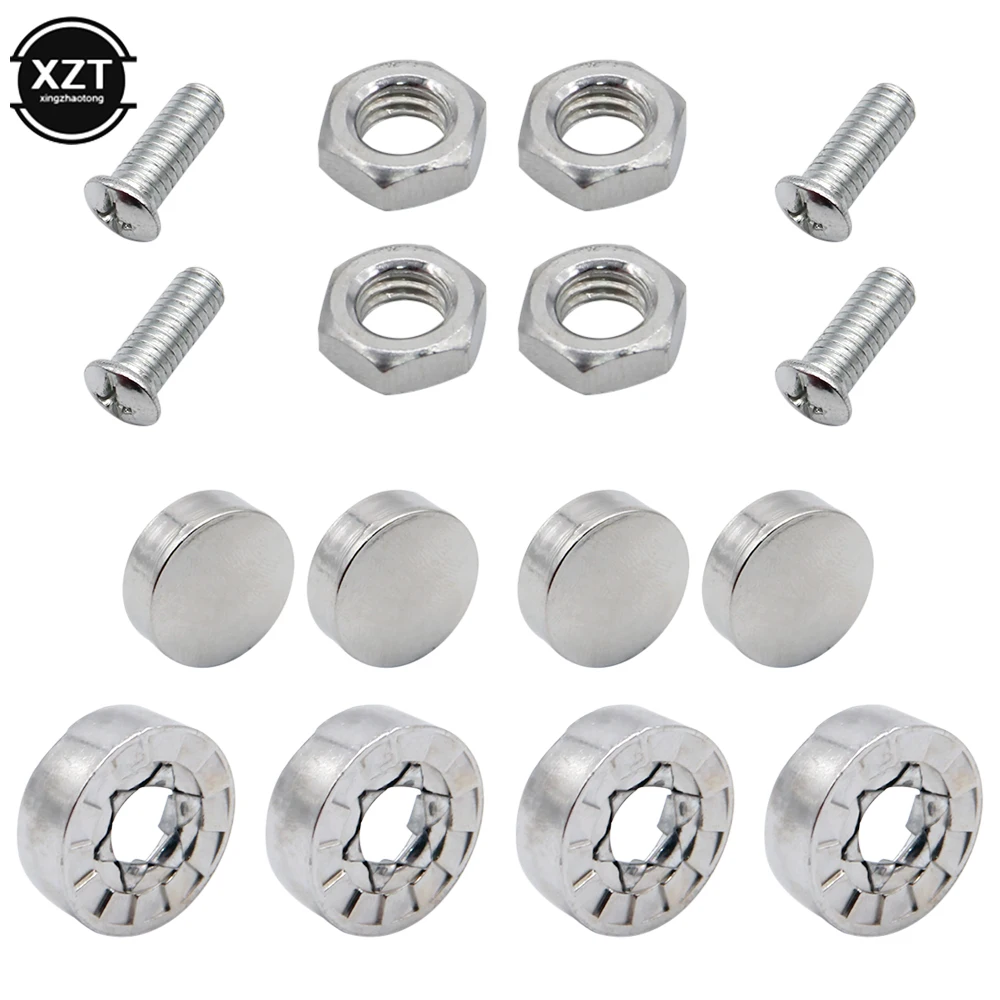 1 Set Chrome Anti-theft Screws Car License Plate Bolts Frame Screws