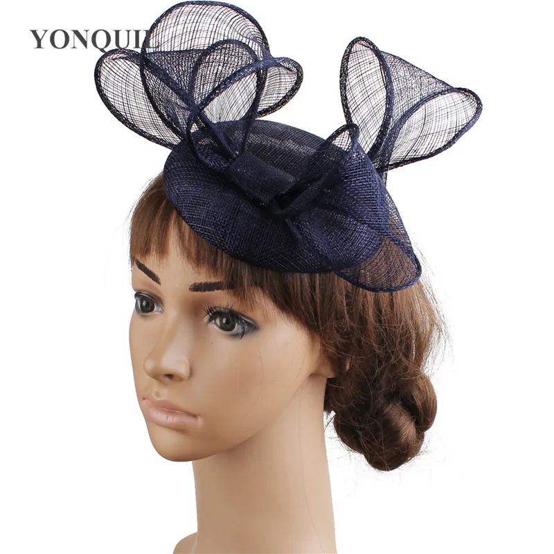 

New Sinamay Bow Fascinator Accessories Wedding Women Headwear Hairpin Bride Cocktail Party Headpiece Headbands Mesh Chapeau Cap