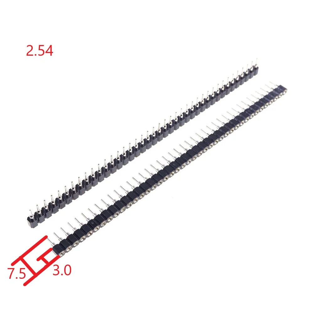 

100pcs Single Row 40Pin 2.54mm Round Female Pin Header Machined 1x40P Insulator Height 3.0mm Through Hole SIP Solder PCB