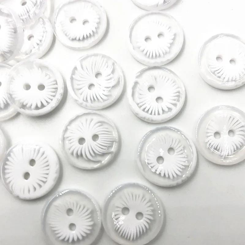 50/100pc 14 mm 2 Holes WHITE Cat\'s Eye flowers button craft/sewing/baby lot PT208