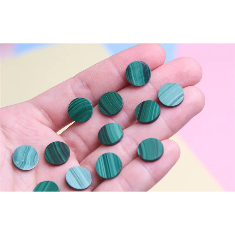 5pcs Malachite Cabochons Disc Flat  Round Shape 12/20mm Genuine Natural Stone For jewelry Making Craft Ring Earrings DIY Pendant