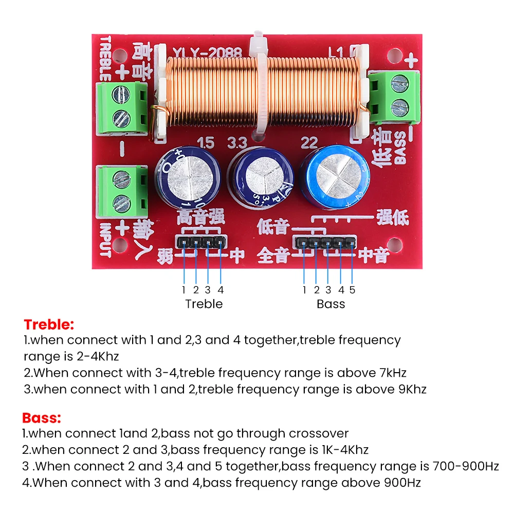 AIYIMA 2 Stücke 400 Watt Lautsprecher Crossover Einstellung 2 Weg Audio Hochtöner Bass Filter Frequenzteiler Für 2-16 Ohm Lautsprecher DIY