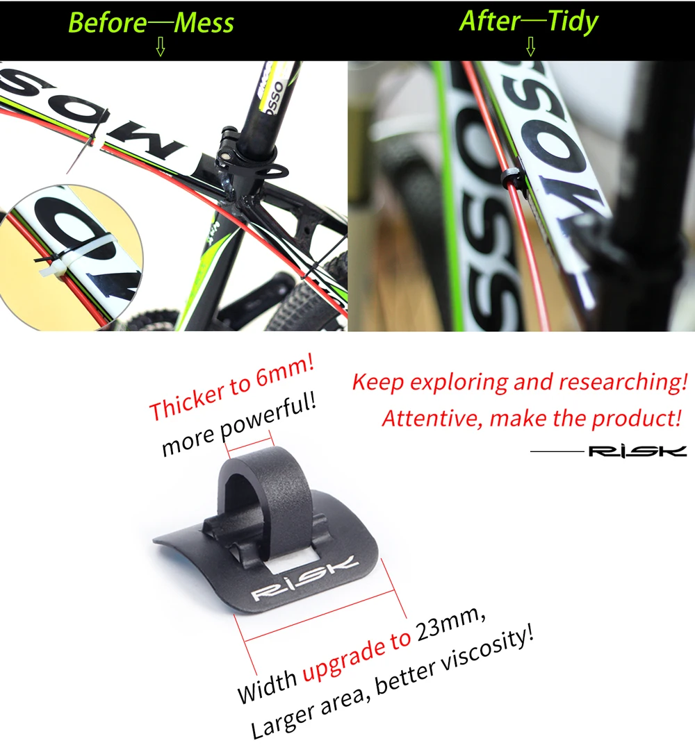 RISK Bicycle Cables Housing Bike Oil Tube Fixed Clips C Shape Shift Brake Guide Cable Tube Fixed Clamp Frame Buckle