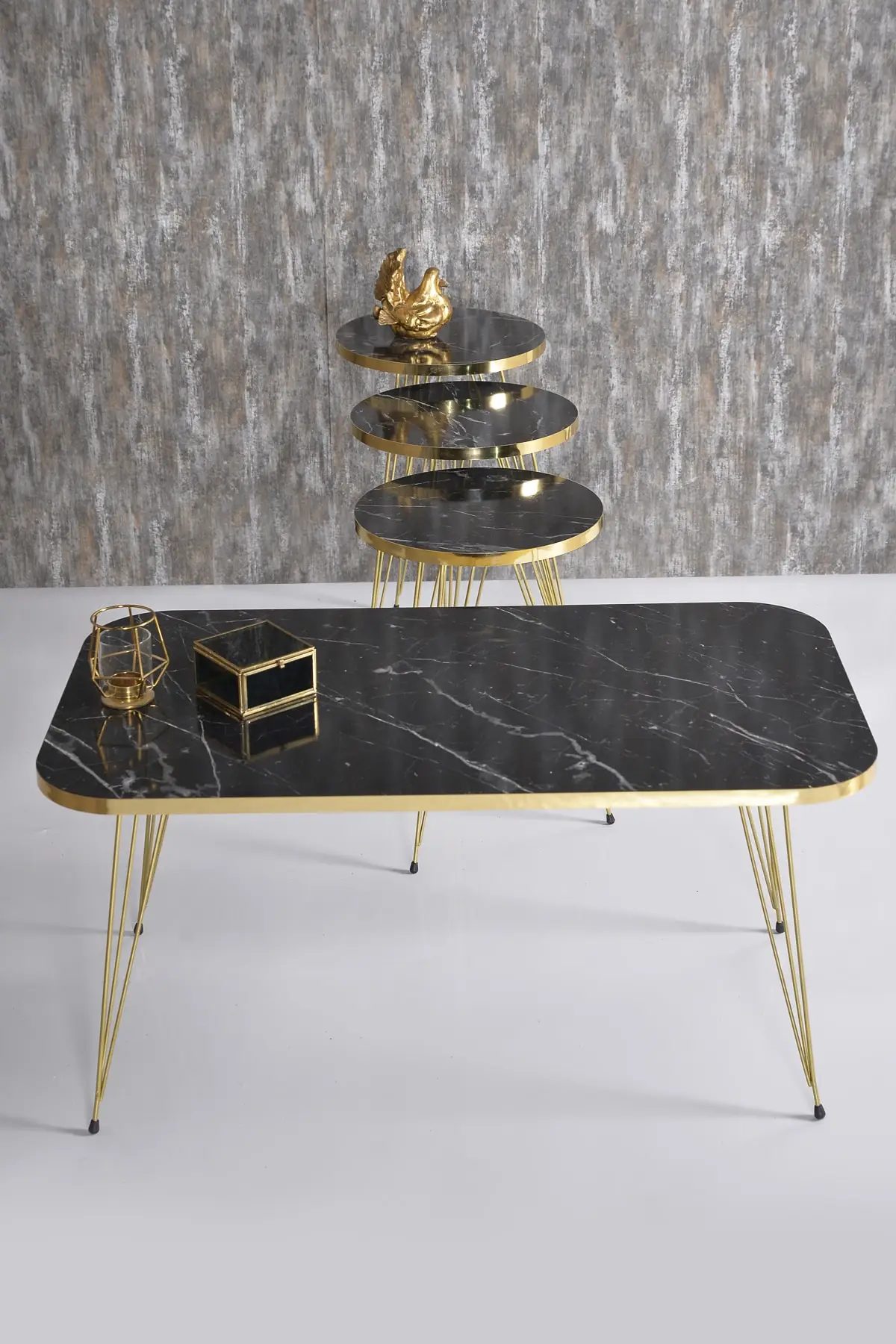 Zigon Coffee Table And Medium Coffee Table Set Kr Gold Bendir Tel