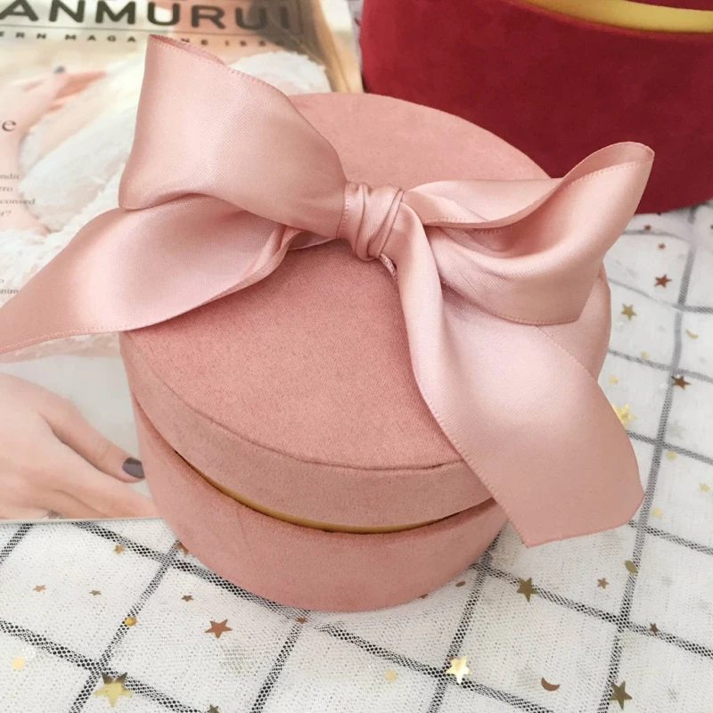 Round Flannelette Elegant Wedding Favor Birthday Party Box Holder Sugar Tea Gift Decoration Package Display Boxes