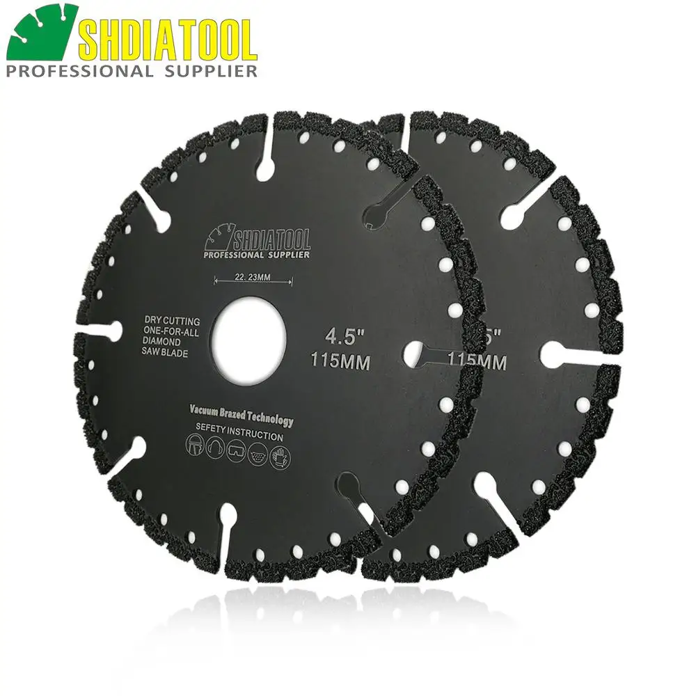 SHDIATOOL 2pcs Vacuum Brazed Diamond Cutting Discs Multi Purpose Rescue Sawblade For Cast Iron Steel Metal Plastic Concrete PVC