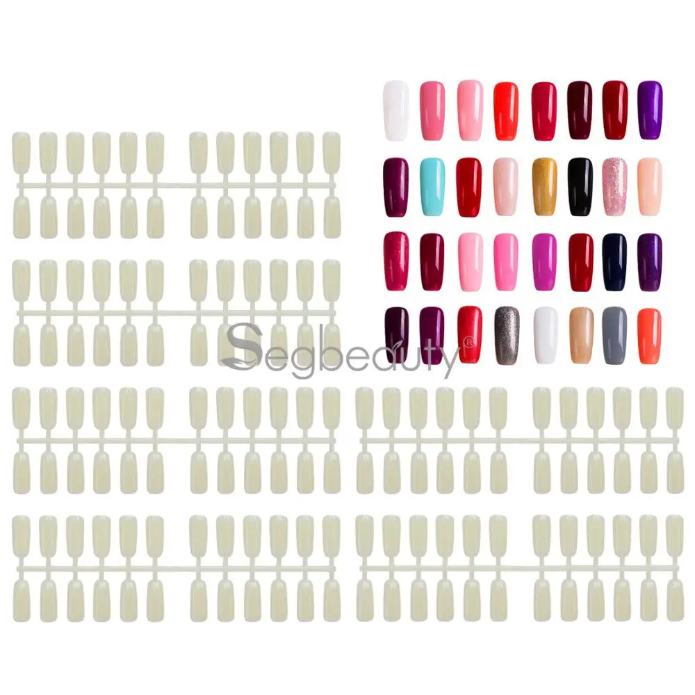 Segbeauty 720pcs Natural Fake Nail Tips Beauty Nail Art Full Cover Acrylic Flat Shape Manicure False Nail Tips Art Decoration