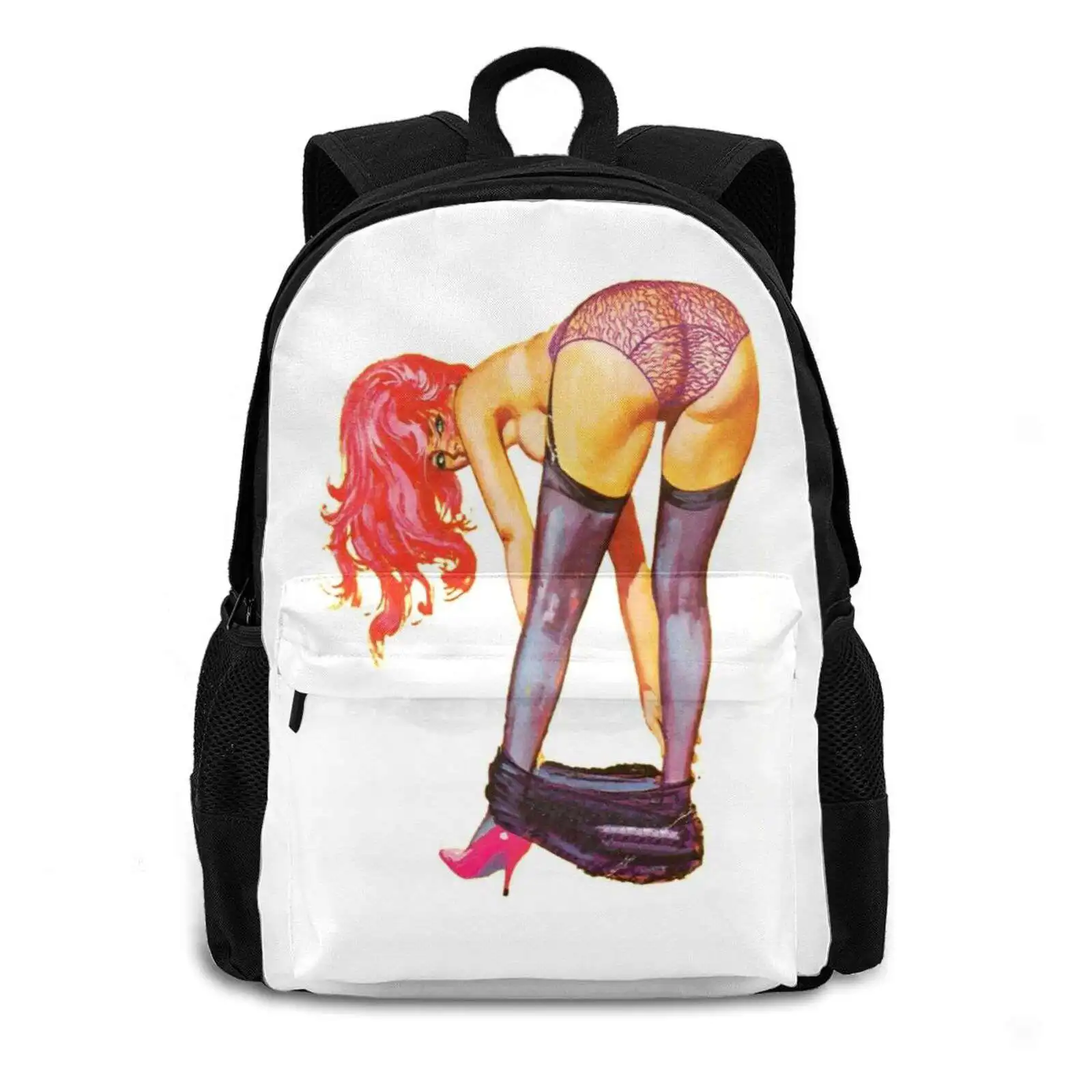 Ooops! Pattern Design Bag Student'S Backpack Pulp 1950S 1960S Trashy Sleazy Stud Harlot Vintage Bad Girls Retro Rude Saucy