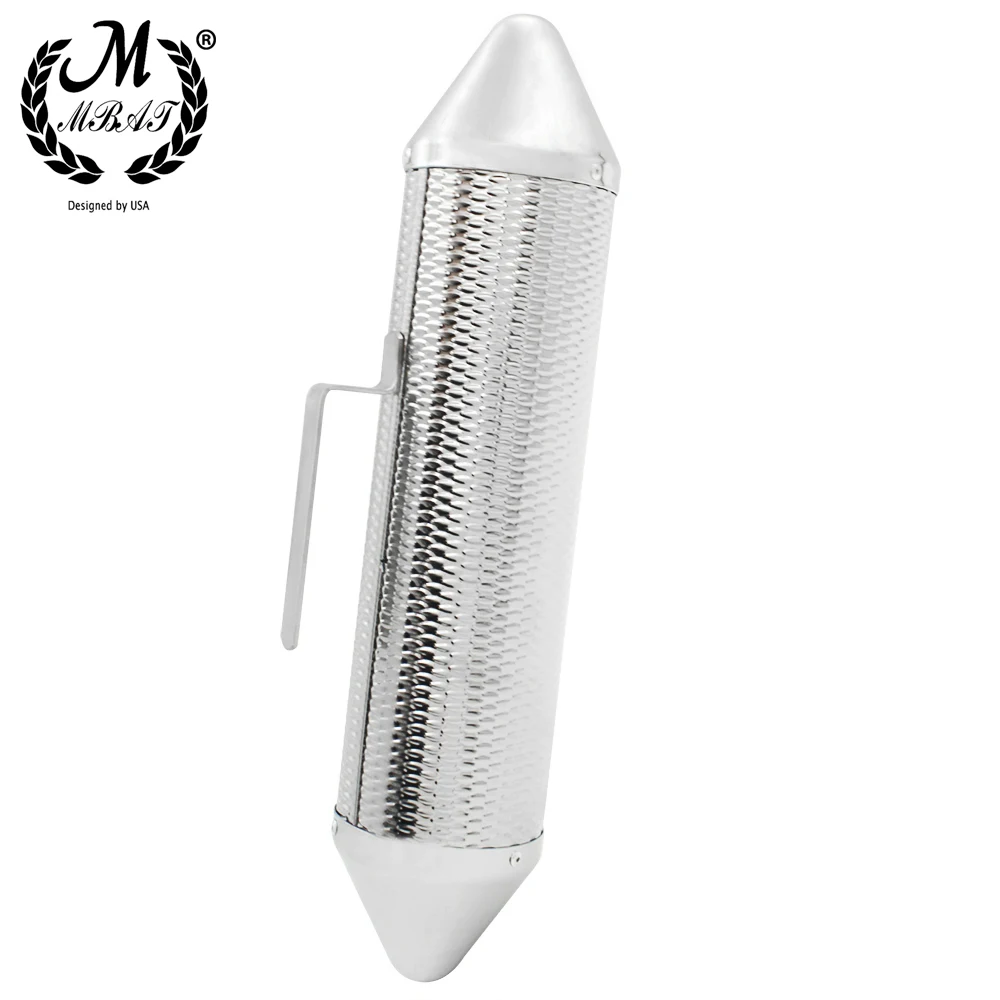 M MBAT Silver Metal Guiro with Scraper Latin Merengue Percussion Music Teaching Aid Musical Instrument Tool Accessories