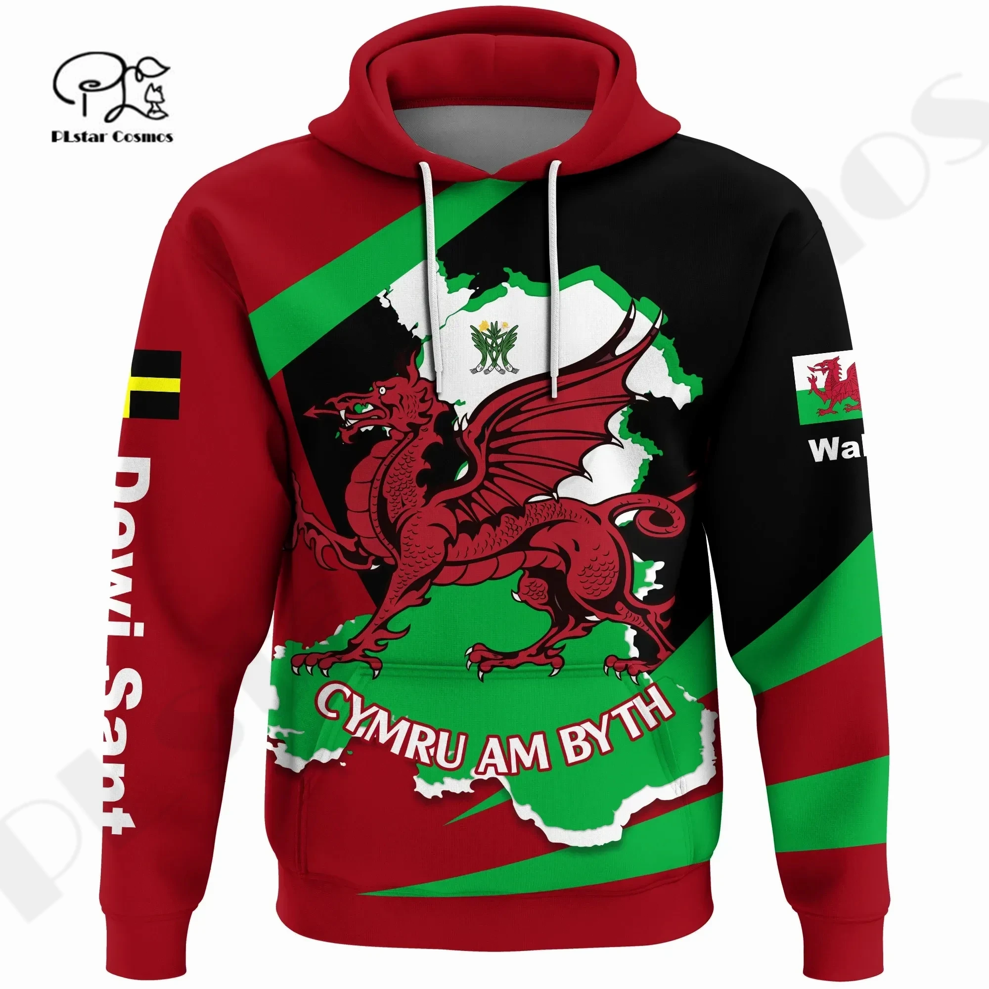 PLstar Cosmos 3DPrinted Newest Celtic Dragon Wales Unique Unisex Men/Women Hrajuku Streetwear Casual Hoodies/Zip/Sweatshirt B-1