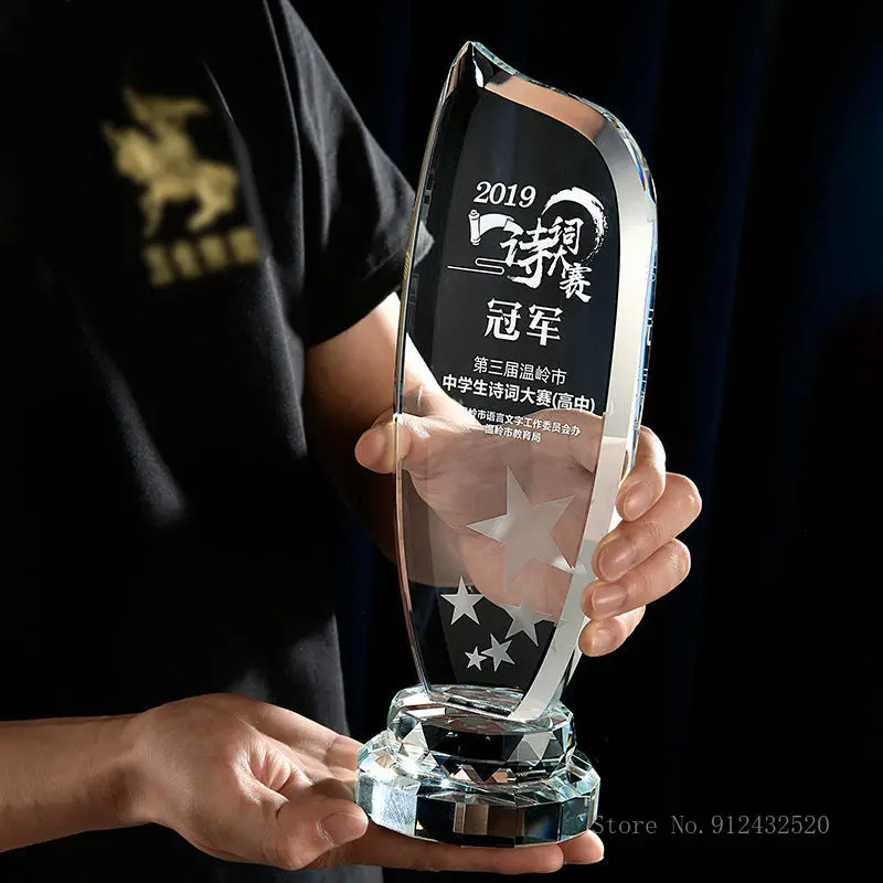 Customized Crystal Trophy, Color Printing as a Prize, Sports Movie Award, Delivery on a Commemorative, Home Decoration