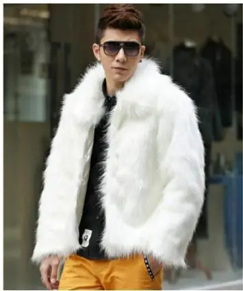 

S/6Xl Mens Casual Imitation Fur Jackts White/Black/Brown Faux Fur Jackets Winter Autumn Large Size Male Fake Fur Coats