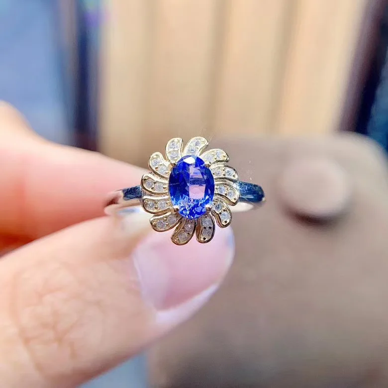 Tanzanite Ring Natural And Real Tanzanite Ring  luxury  ring Free shipping gemstone 925 sterling silver Fine jewelry