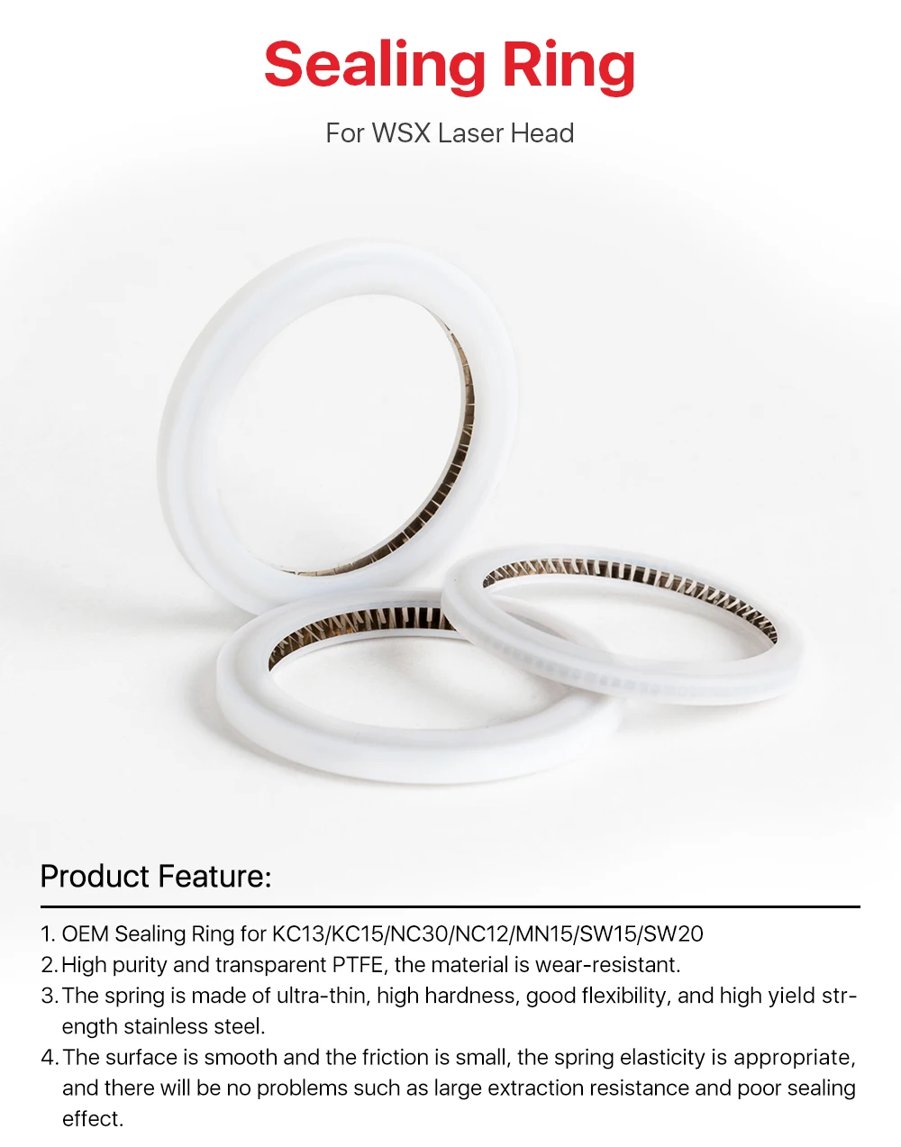 Ultrarayc Laser Dicht Ring für 37*7mm & 30*5mm WSX Schutzhülle Windows 37.5 × 29 × 3,7mm für WSX Laser Kopf KC13 KC15 NC30 SW20 – Detail 1