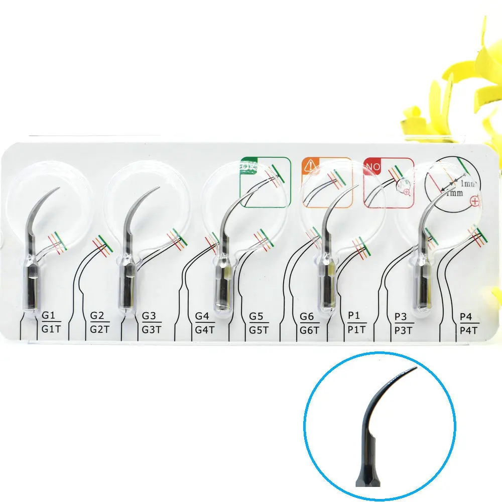 5Pcs Dental Ultrasonic Scaler Tip Scaling Periodontics Endodontics Dentists Multifunction Endo Perio Scaling Tips G1 G2 G3 G4