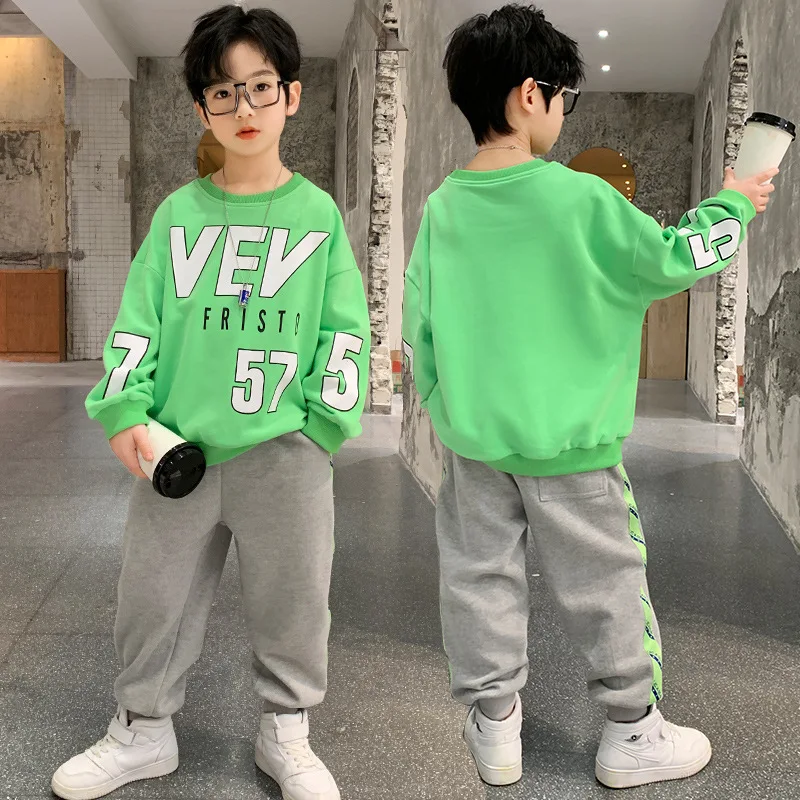 

Loose Spring Autumn Children's Clothes Set Boys Sweatshirts + Pants 2pcs/Set Kids Teenage Gift Formal Boy Clothing High Quality