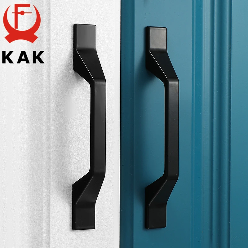 KAK Black Cabinet Knobs and Handles Solid Aluminum Alloy Kitchen Handle Cupboard Pulls Drawer Knobs Furniture Handle Hardware