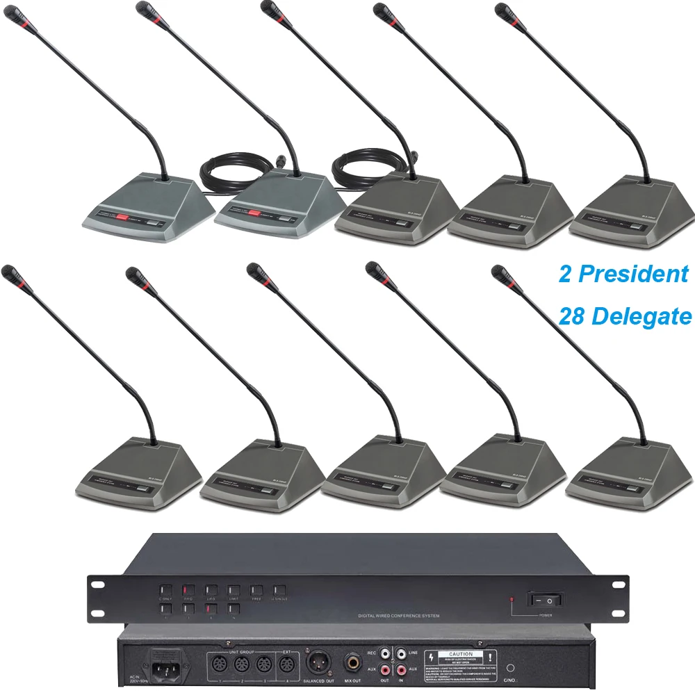 Pro Senate 30 Desktop Gooseneck Discussing Microphone Conference Wired System 2 Chairman 28 Delegate Unit Max Support 250 Mic