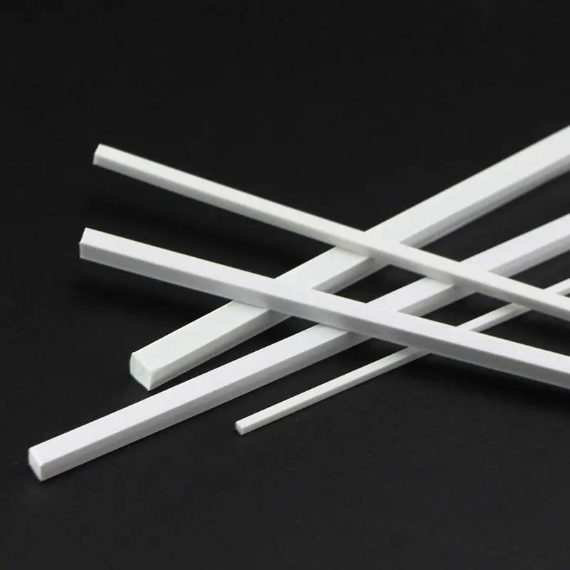 5/10/25/50pcs 250mm ABS Plastic Rod Square Solid Bar DIY Model Craft Multi Sizes Model Building Making Rods Sticks Tools