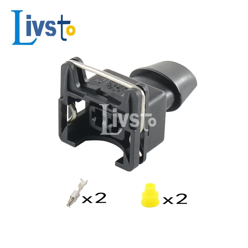 5 Sets 2 Pin AMP Tyco EFI Fuel Injector Connector Auto Waterproof Junior Power (Mini Timer)Plug With Sealed Rubber Boot For Cars