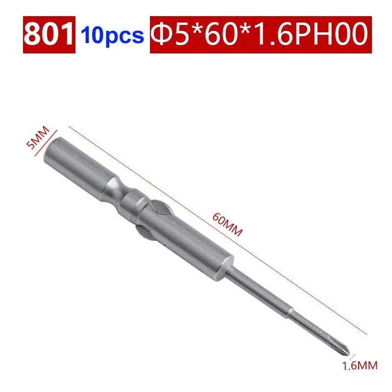 10 teile/los 801 Elektrische Schraubendreher bit 60mm Länge Runde Schaft Magnetische Phillips Kreuz schraube fahrer Bits set PH00 PH0 PH1 PH2 – Detail 9