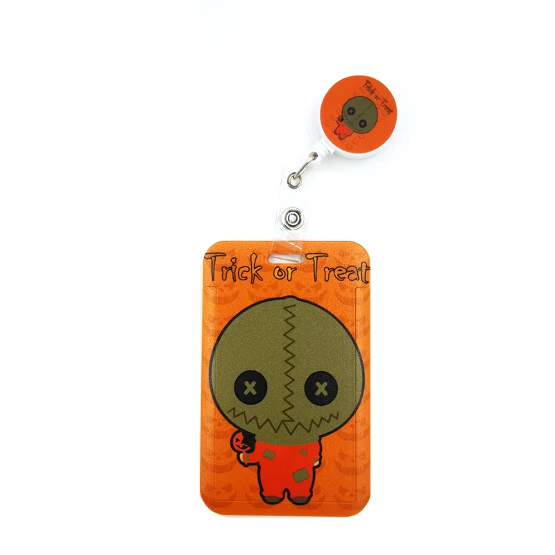 Halloween Trick R Treat Lanyard Credit Card ID Holder Bag Student Women Travel Card Cover Badge Car Keychain Decorations