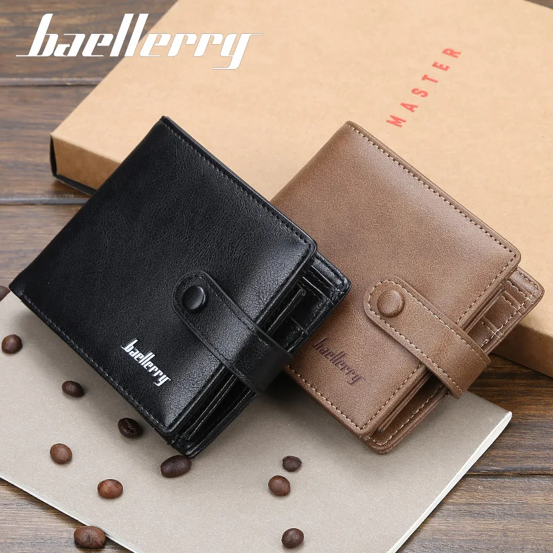 2025 Baellerry Short Hasp Men Wallets 9 Card Holders Desigh Men Leather Purse Solid Coin Pocket High Quality Male Purse