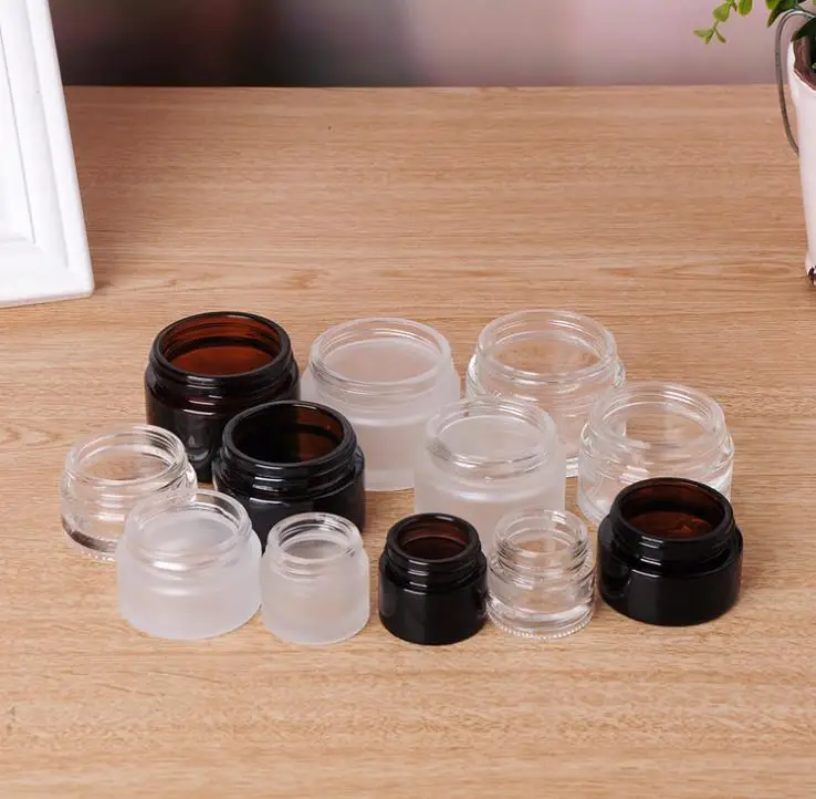 500pcs 5g/5ml 10g/10ml Cosmetic Empty Jar Pot Makeup Face Cream Container Bottle with black Silver Gold Lid and Inner Pad SN448