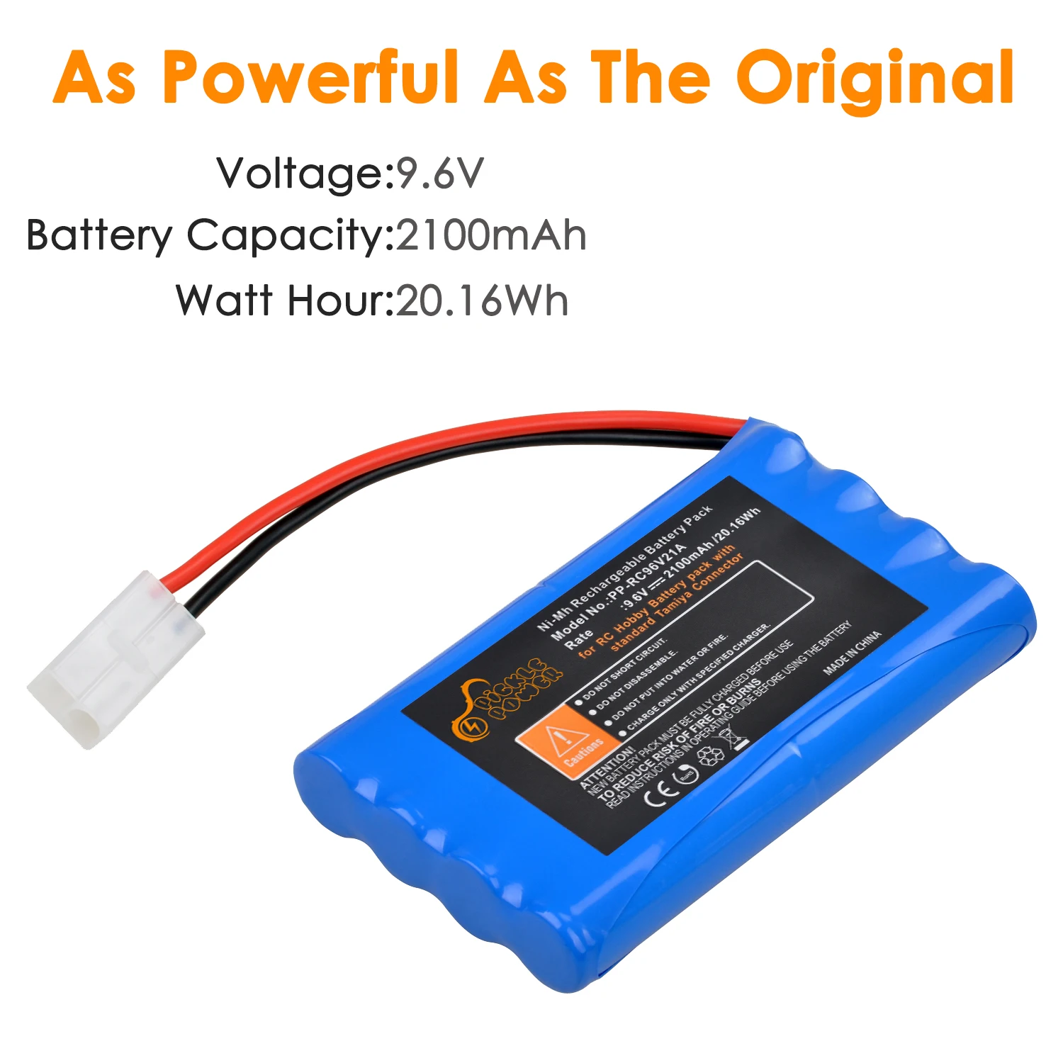 Pickle Power 9.6V 2100mAh Rechargeable NiMH RC Hobby Battery Pack With Tamiya Connector for RC Car RC Truck RC Airplane RC Boat