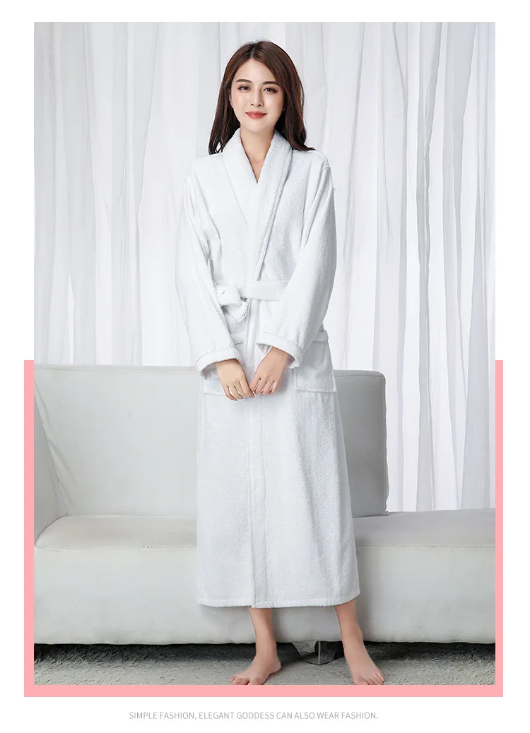 10 Colors optional solid color adult bathrobe 100% cotton men women sleepwear cotton terry hotel bathrobe