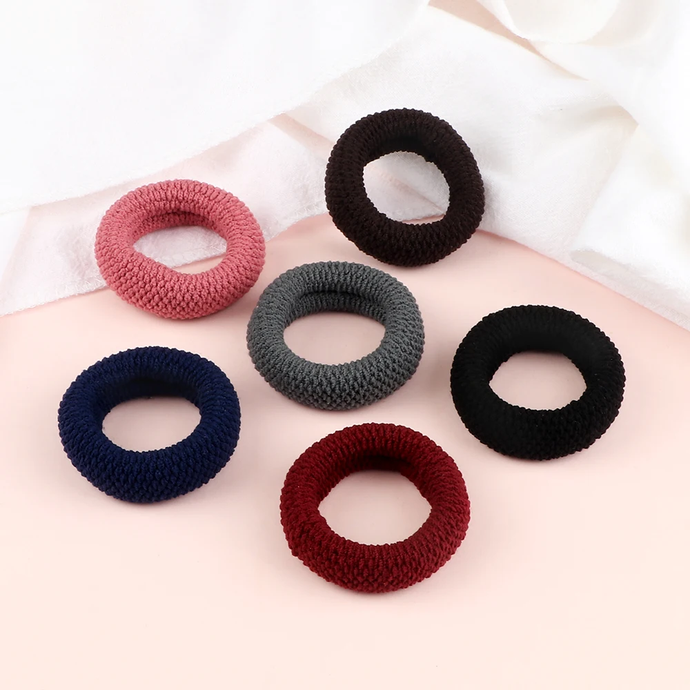 Solid Color Basic Thick Elastic Hair Bands Hair Scrunchies For Women Rubber Bands Thickened Headdress Children Hair Accessories