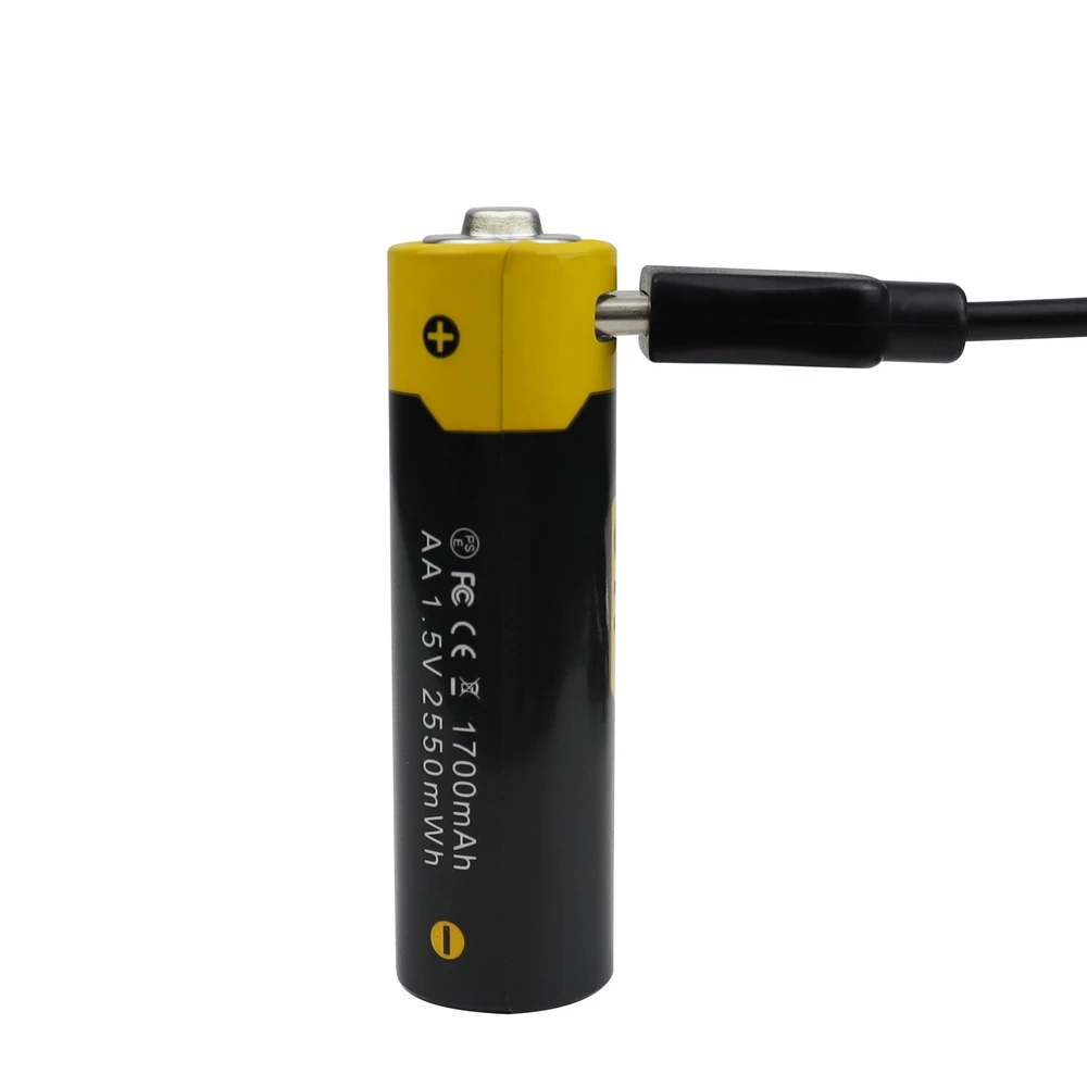 GTF 1.5V 1700mAh AA akumulator litowo-jonowy 2550mwh rzeczywista pojemność z USB akumulator litowo-jonowy użyj kabla typu C