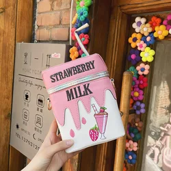 Lemon Strawberry Yogurt Straw Box Chain Bag Japanese Cute Girl Cartoon One-Shoulder Messenger Small Square Bag