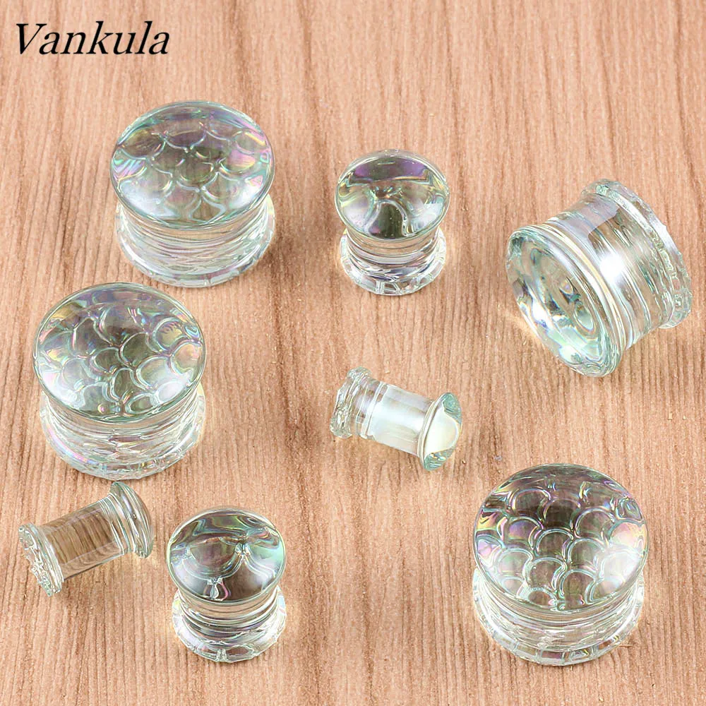 Vankula 2PCS New Product Glass Ear Plugs Cloud Series Glass Plugs Ear Plugs and Tunnel Bright Body Piercing