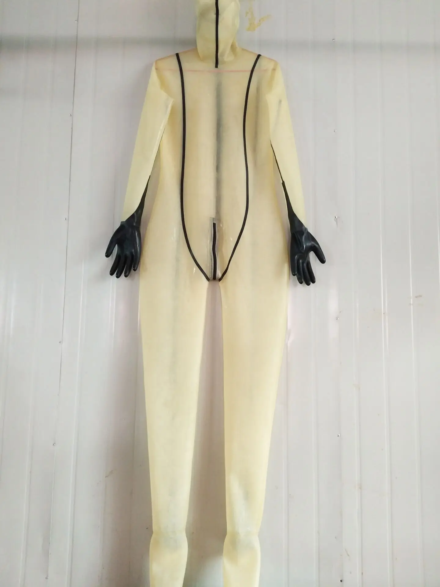 

Ganzanzug Gummi Latex Uniform 100% Rubber White sexy one-piece, comfortable Cosplay Party XS-XXL 0.45MM