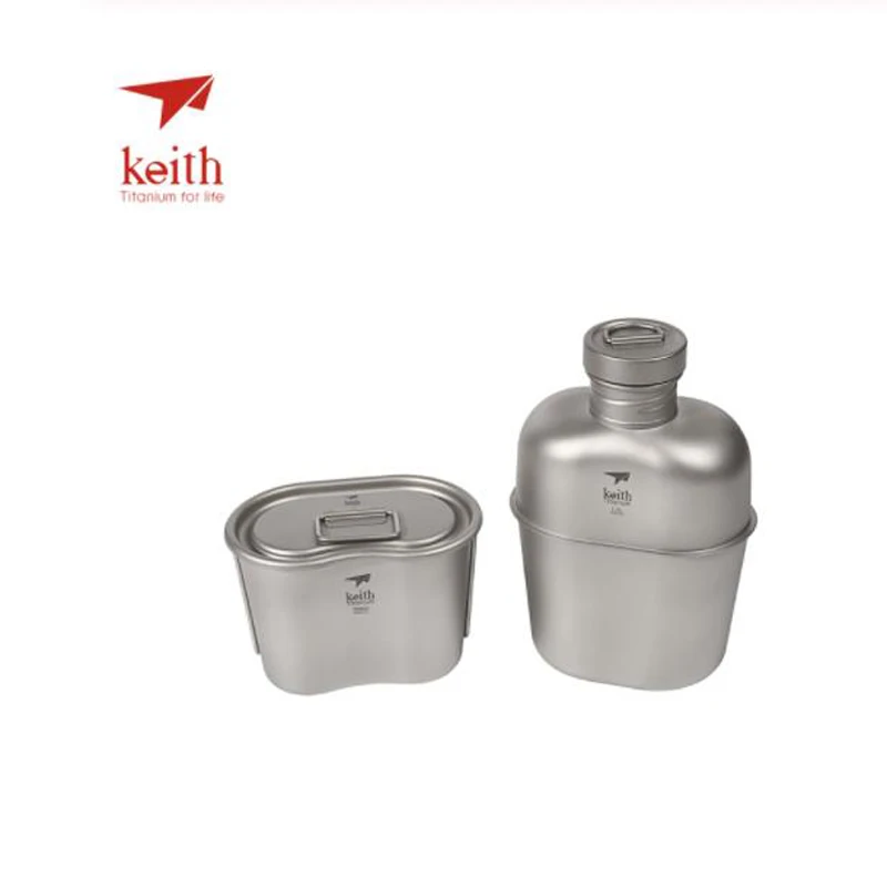 Keith Titanium 1100ml Army Sports Kettle And 700ml Titanium Lunch Box Camping  Water Bottles Water Cooker Ultralight Ti3060