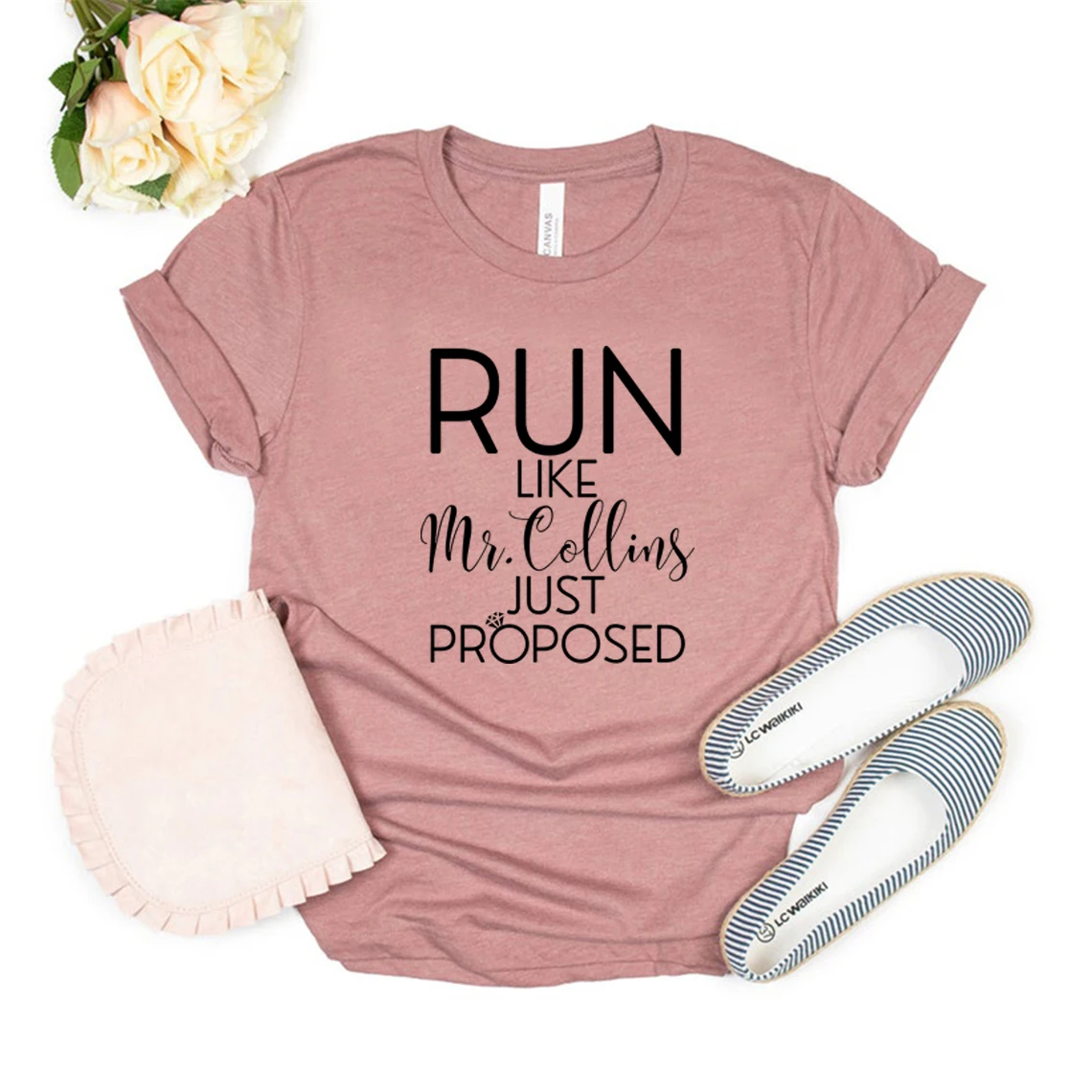 Run Like Mr. Collins Just Proposed Short Sleeve T-shirt Pride and Prejudice Shirt Jane Austen Tshirt Book Lover Gift Unisex Tees