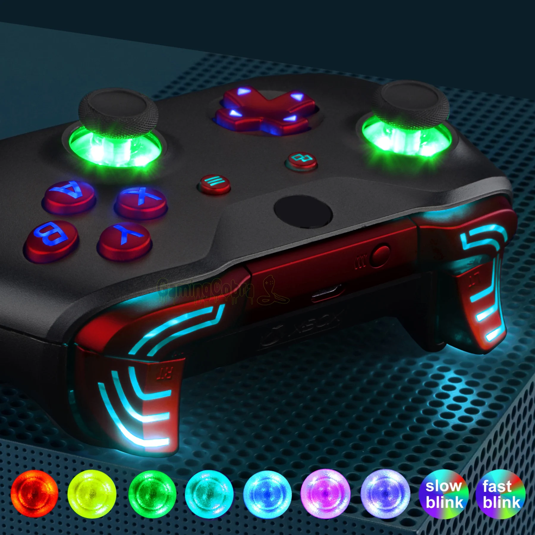 xbox-one、sおよびxコントローラー用の改良されたledライトキット、サムスティックアクションボタン、クラシック記号ボタン、dtf-20