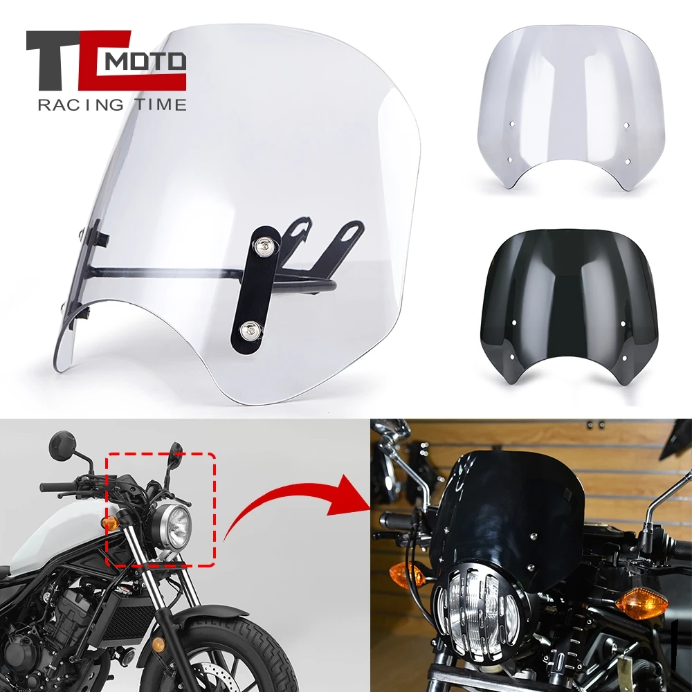 

For Honda Rebel CMX300 CMX500 2017-2024 Windshield Windscreen CM CMX 300 500 Motorcycle Air Wind Deflectors Front Screen Shield