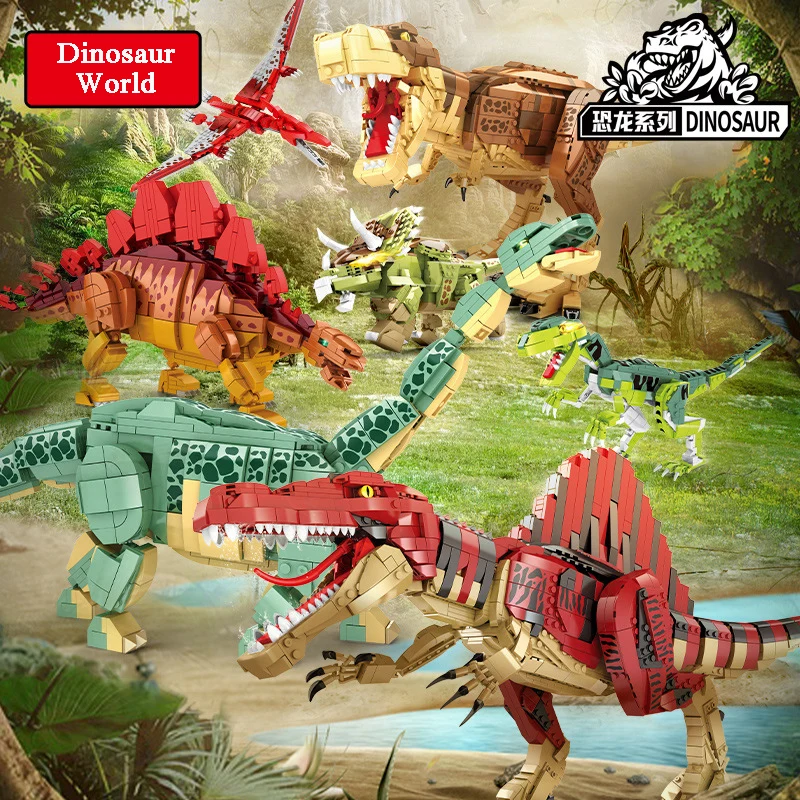 Dinosaur Building Block Toy High Difficulty Giant Tyrannosaurus Rex Triceratops Model Building Toy Birthday Gift