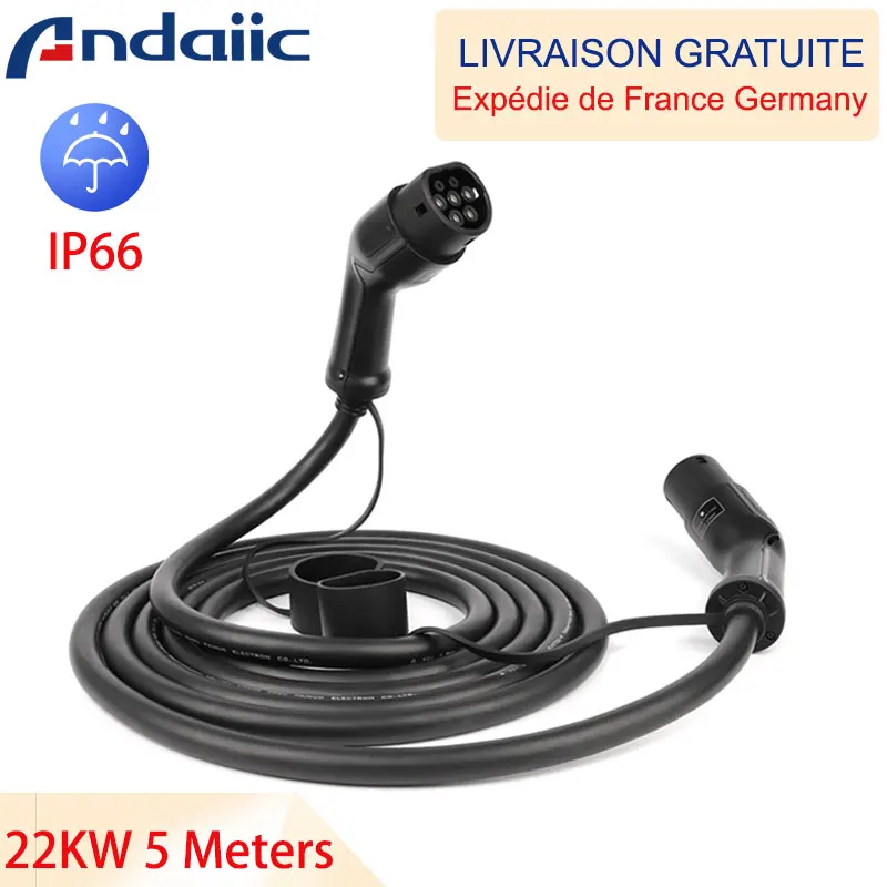 Mennekes-Cable de Carga para Coche Eléctrico, conductor Resistente al Agua IP66, 3 Fases, 1 Fase, Tipo 2, 3,5 KW a 22KW