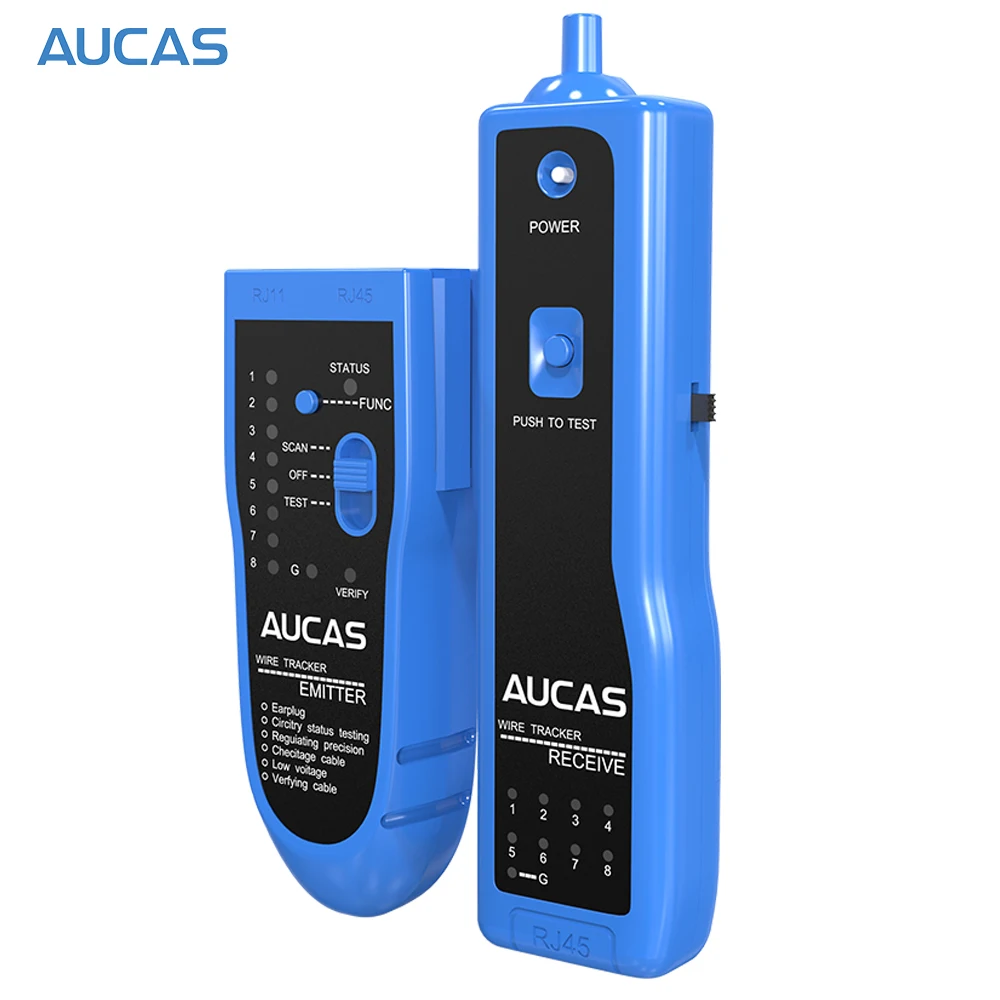 AUCAS-probador de Cable de red LAN Cat5 Cat6 RJ45 UTP, Detector de línea, localizador de Cable telefónico, Kit de herramientas de tonos gratis