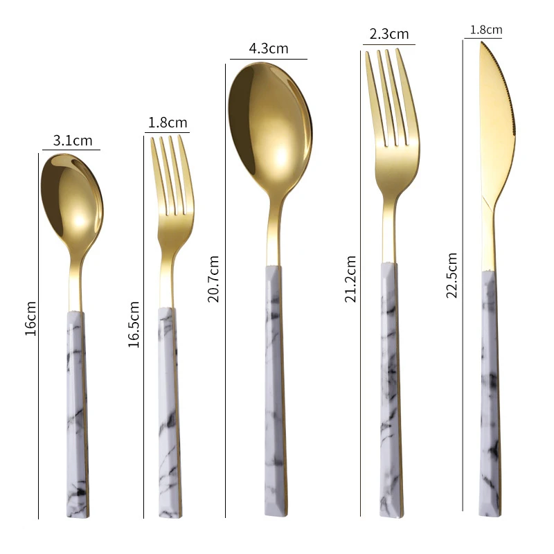 5Pcs Japanese Stainless Steel Cutlery Set Gold Silver Tableware Dinnerware Spoons Knife Table Fork Teaspoons Kitchen Utensils